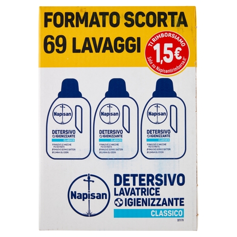Napisan Detersivo Lavatrice Igienizzante Classico 69 Lavaggi 3 x 1,15 L